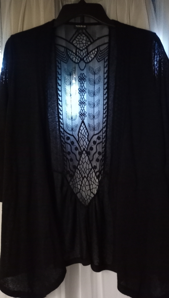 Torrid Hacci Lace Inlay Back Open Front Cardigan - image 2